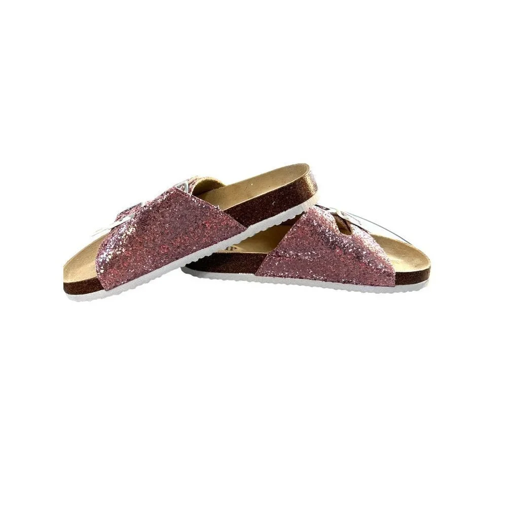 Sip Girls Slide on Sandals Pink Glitter Size 2